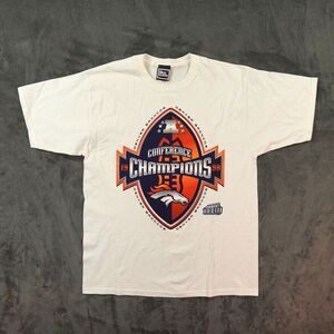 VTG Denver Broncos Shirt Mens Large White Pro Player Super Bowl XXXIII Confrence